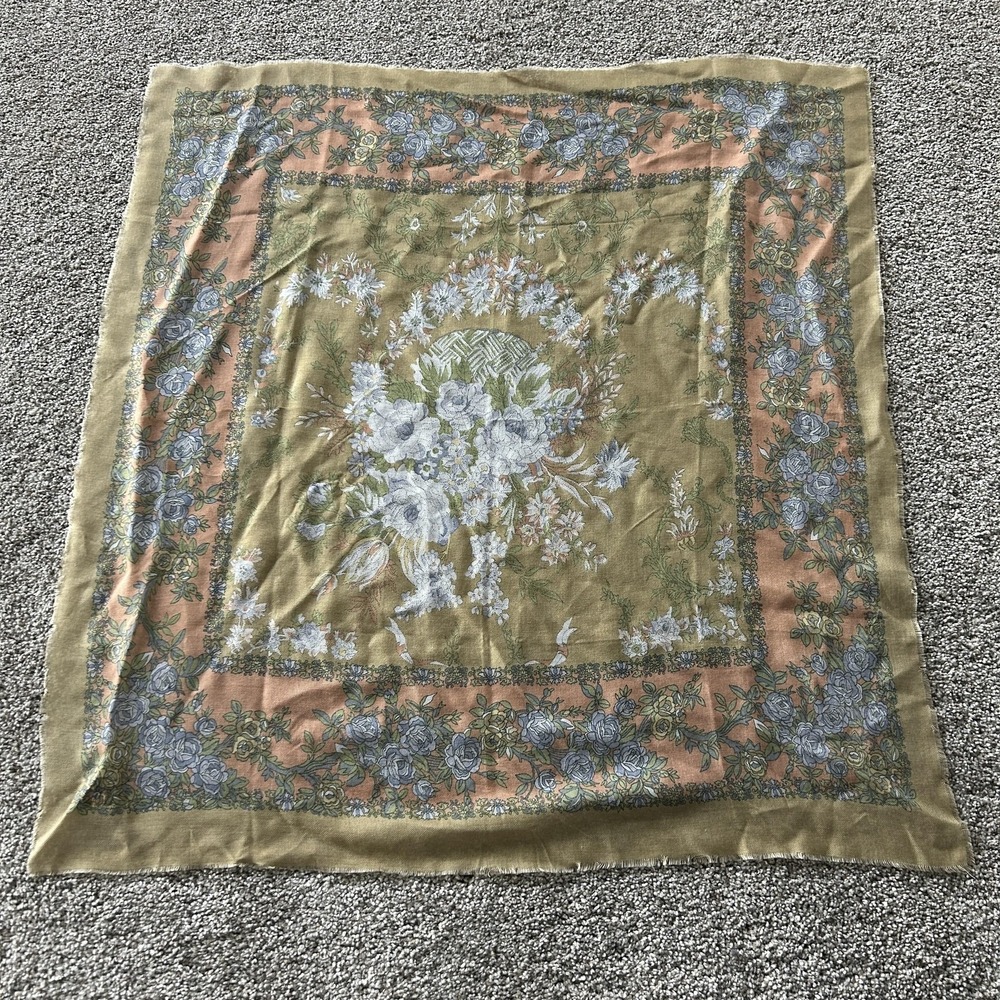 Vintage Berkshire Scarf Womens One Size Multicolor Floral Rose Square Japan